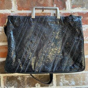 Vintage Varon Black Snakeskin Handbag/Purse with Shoulder Strap